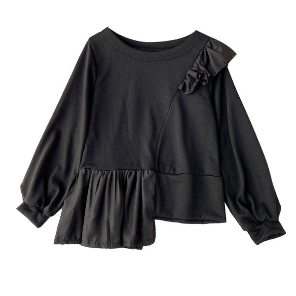 Bluză de damă modernă model asimetric cu decolteu oval și bucle