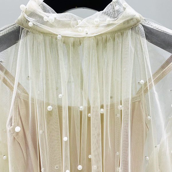 Bluza de dama model nou cu perle in roz, negru si bej