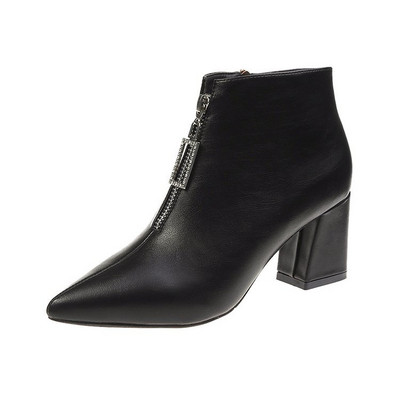 Ghete de dama moderne cu fermoar si pietre in doua culori