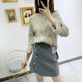 Pulover de dama in trei culori si decor - perle