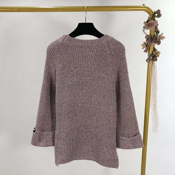 Pulover de dama in trei culori si decor - perle