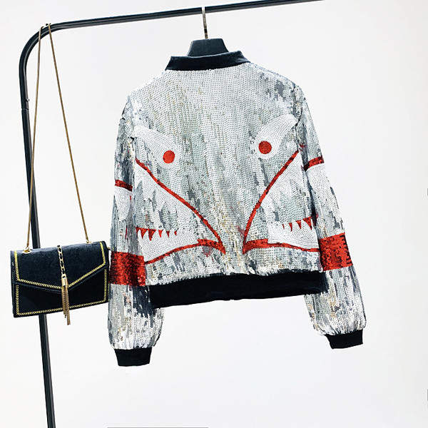 Hanorac de dama model nou cu paiete alb-negru