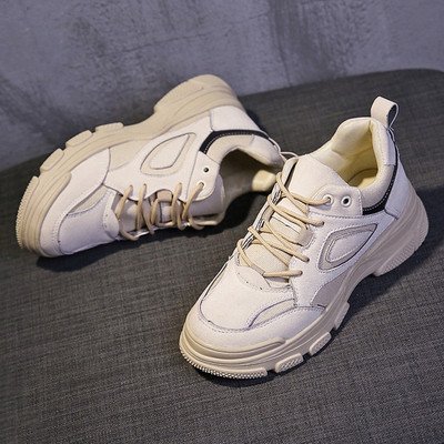 Tenisi casual dama cu talpa aspra de culoare bej