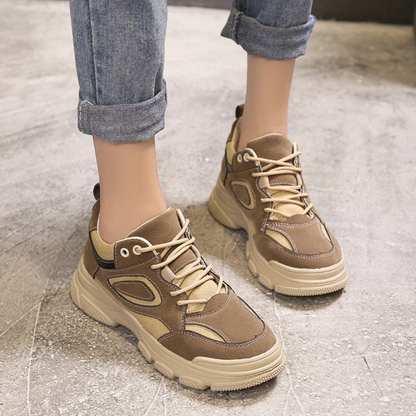 Tenisi casual dama cu talpa aspra de culoare bej