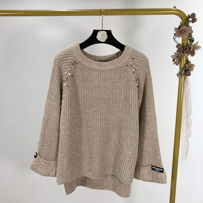 Pulover larg de dama cu maneci 7/8 si perle