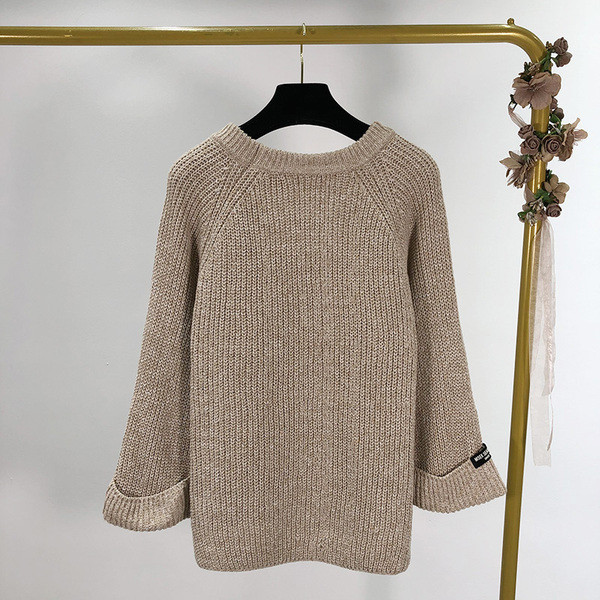 Pulover larg de dama cu maneci 7/8 si perle