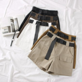 Model nou de pantaloni scurti de dama cu curea si buzunare in mai multe culori