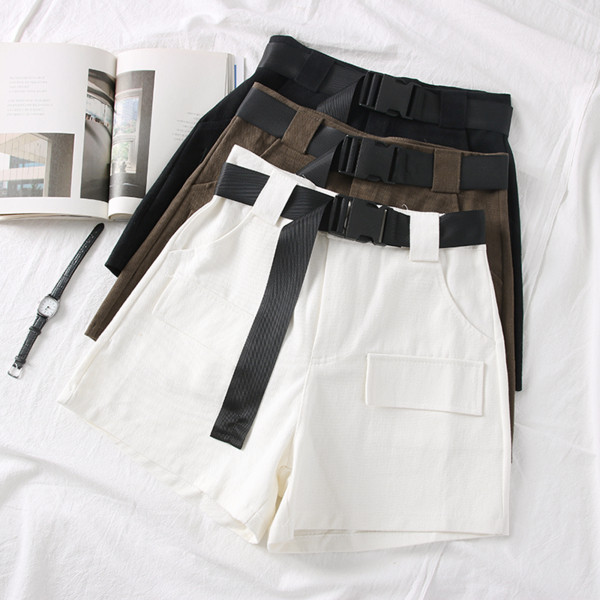 Model nou de pantaloni scurti de dama cu curea si buzunare in mai multe culori