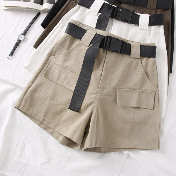 Model nou de pantaloni scurti de dama cu curea si buzunare in mai multe culori