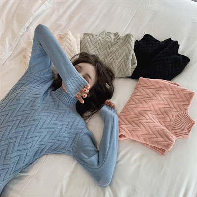 Γυναικείο πουλόβερ με κολάρο και μακρύ μανίκι