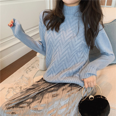 Pulover de damă cu guler polo și mâneci lungi