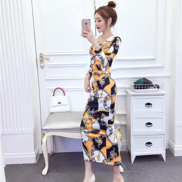 Set de damă de bluză mulată și fustă lungă