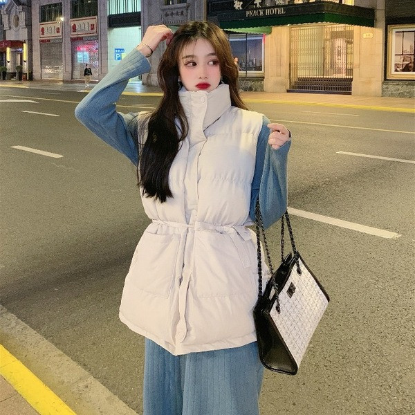 Hosszú téli mellény három színben nyakkendővel