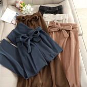 Pantaloni moderni de dama cu panglica in mai multe culori