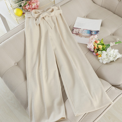 Pantaloni moderni de dama cu panglica in mai multe culori