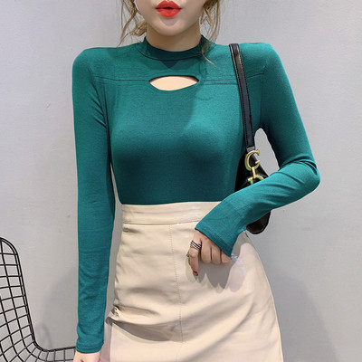 Bluză de damă modernă cu decolteu O și decupaje în mai multe culori