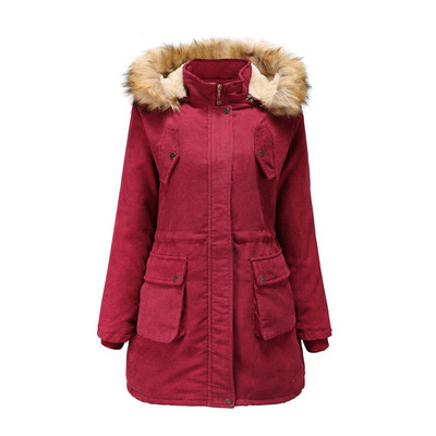 Jachetă lungă de iarnă casual de damă, cu glugă și puf în patru culori