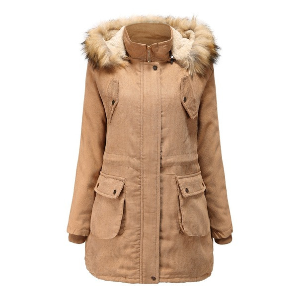 Jachetă lungă de iarnă casual de damă, cu glugă și puf în patru culori