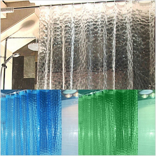 Αδιάβροχη κουρτίνα μπάνιου σε μπλε, πράσινο και λευκό χρώμα