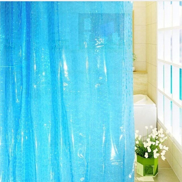 Perdea de baie impermeabilă în albastru, verde și alb
