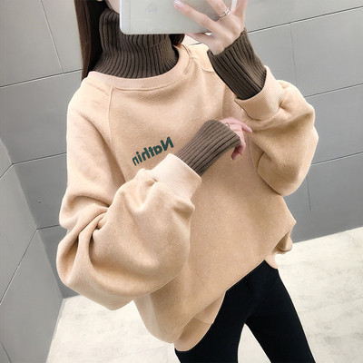 Hanorac de dama model nou cu guler polo inalt - model larg