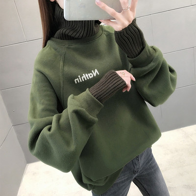 Hanorac de dama model nou cu guler polo inalt - model larg