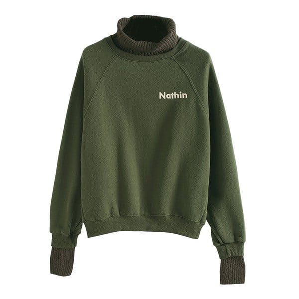 Hanorac de dama model nou cu guler polo inalt - model larg