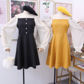 Új modell modern női ruha csupasz váll és gombokkal