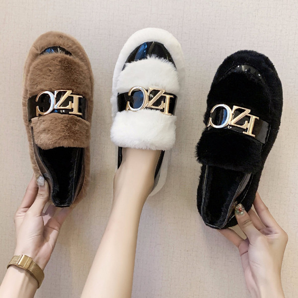 Pantofi casual de iarna de dama cu element metalic in trei culori