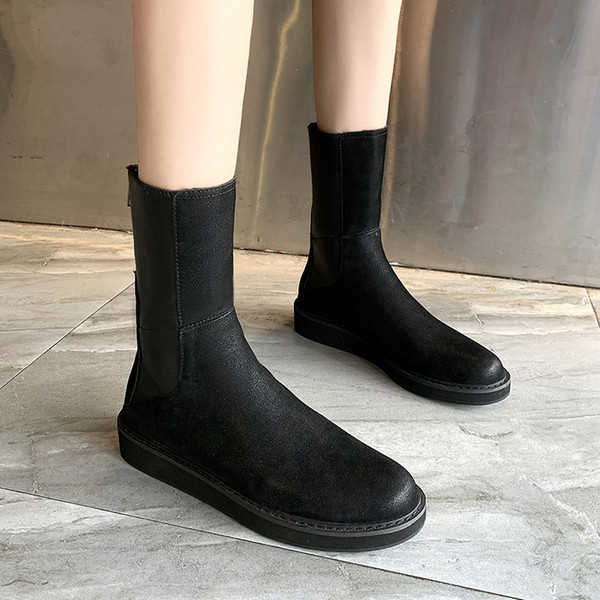 Cizme de iarna dama cu talpa plata de culoare neagra