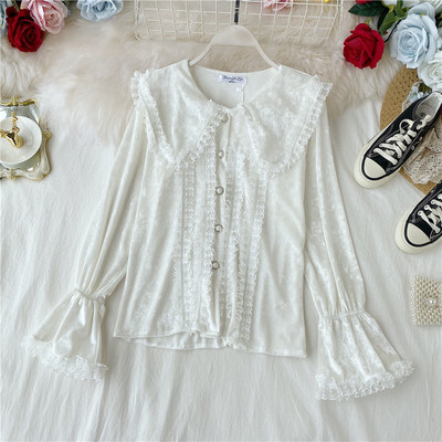 Alkalmi női ing csipkével és gombokkal, négy színben