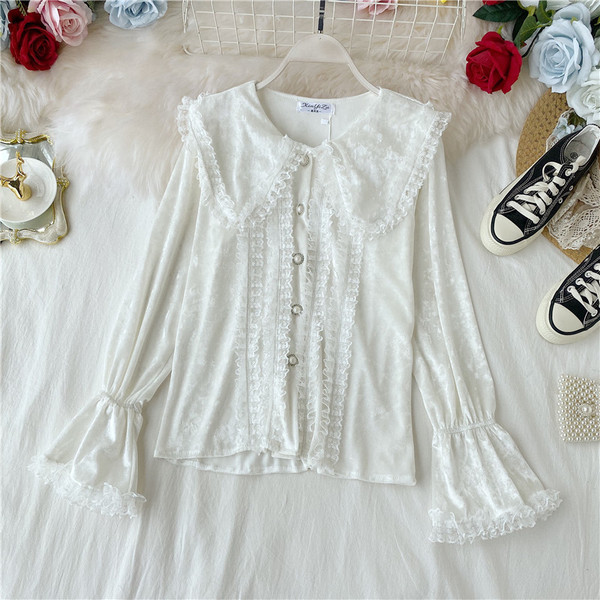 Alkalmi női ing csipkével és gombokkal, négy színben