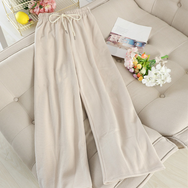 Pantaloni de dama cu talie inalta si elastic in mai multe culori