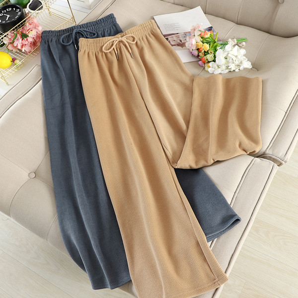 Pantaloni de dama cu talie inalta si elastic in mai multe culori