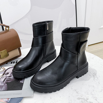 Cizme de dama din piele cu fermoar de culoare neagra