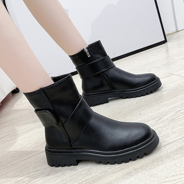 Cizme de dama din piele cu fermoar de culoare neagra