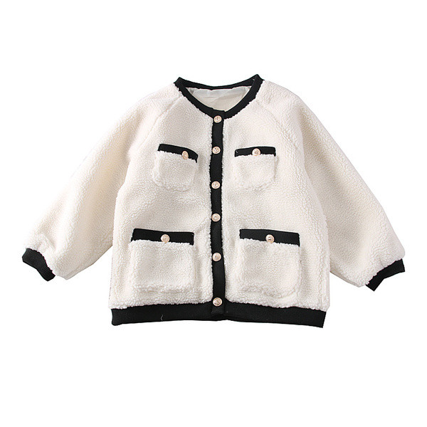 Palton de dama model nou cu nasturi si buzunare alb