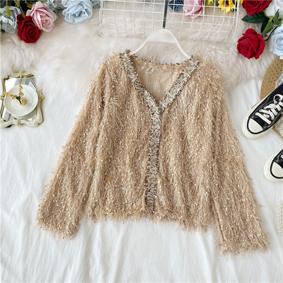 Lezser női blúz spitz nyakkivágással és rojtokkal több színben