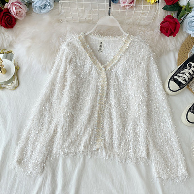 Lezser női blúz spitz nyakkivágással és rojtokkal több színben