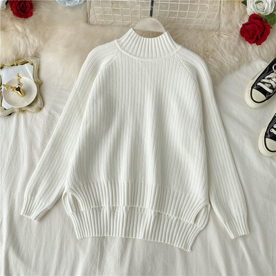 Pulover de dama casual asimetric cu guler inalt in mai multe culori