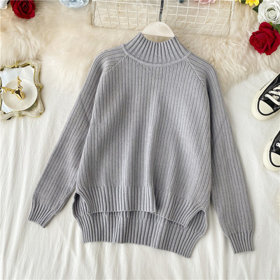 Pulover de dama casual asimetric cu guler inalt in mai multe culori