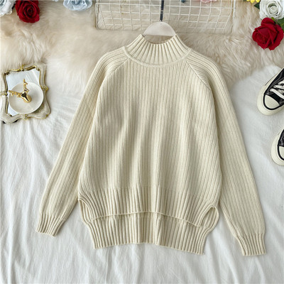 Pulover de dama casual asimetric cu guler inalt in mai multe culori