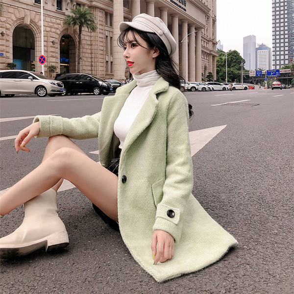 Haina lunga de primavara-toamna eleganta in bej si verde