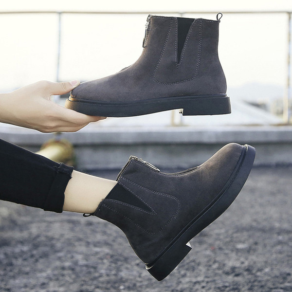 Cizme casual dama din piele intoarsa cu talpa plata in doua culori