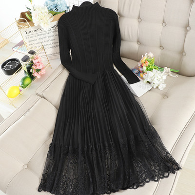 Rochie lunga de dama cu dantela in trei culori