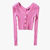 Cardigan de dama model nou cu nasturi si decolteu spitz in alb, negru, galben si roz