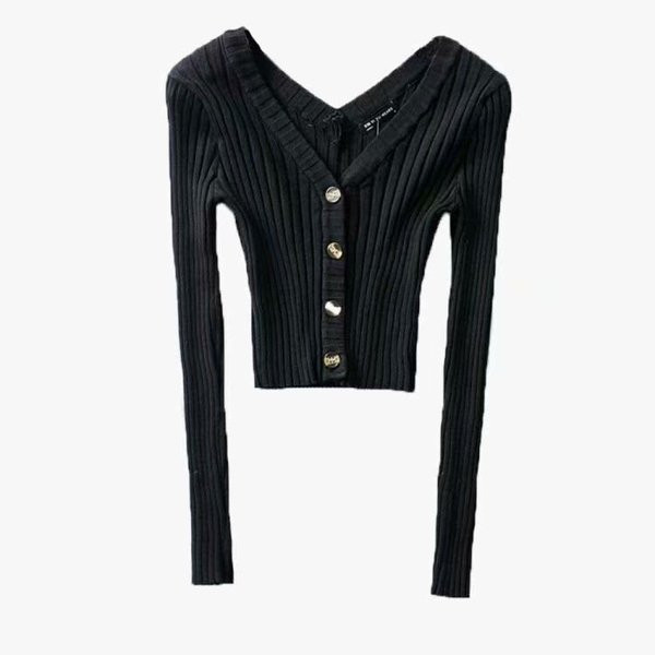 Cardigan de dama model nou cu nasturi si decolteu spitz in alb, negru, galben si roz