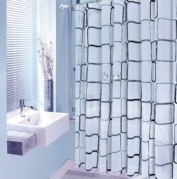 Stílusos vízálló zuhanyfüggöny fehér színben
