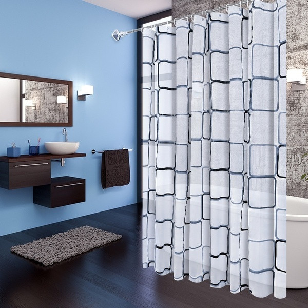 Стилна водоустойчива завеса за душ в бял цвят  