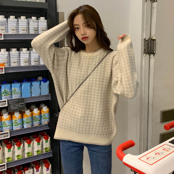 Női kockás alkalmi pulóver két színben